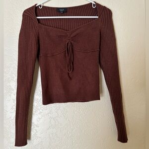 VICI Brown Ribbed Knit Sweater